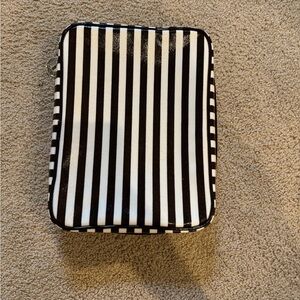 Henri Bendel Brown and White Striped Cosmetic Bag
